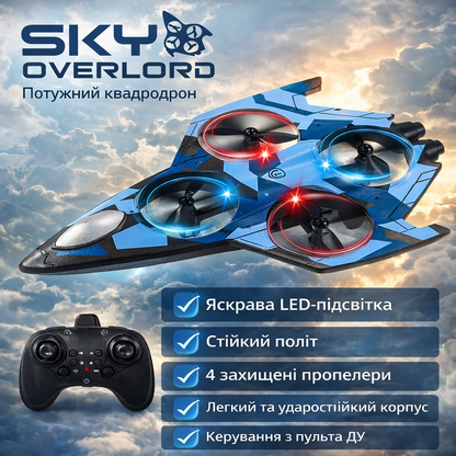 Радіокерований квадродрон SKY OVERLORD з 4 пропелерами та LED-підсвіткою
